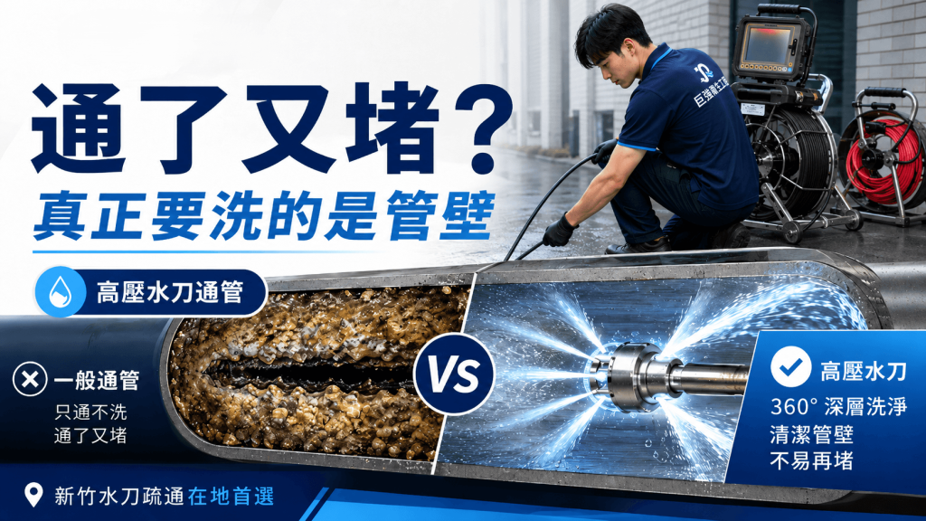管道年年堵、通了又堵？巨強高壓水刀通管真正清管壁，新竹水刀疏通在地首選